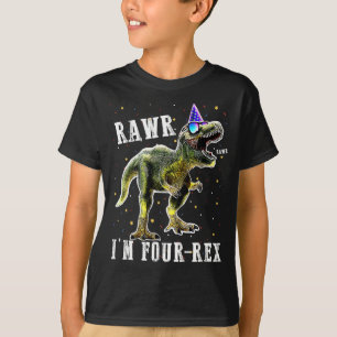 Kinder VIER Rex T-Rex Birthday SHIRT 4 jaar oud Jo