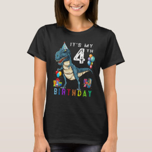 Kinder vierde verjaardag 4 jaar oude jongen Dino R T-shirt