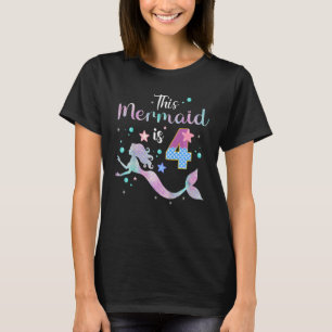 Kinder vierde verjaardag Deze zeemeermin is 4 meis T-shirt