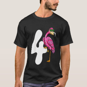 Kinder vierde verjaardag voor meisjes roze flaming t-shirt