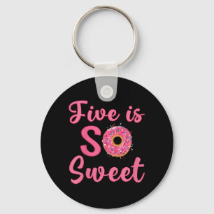 Kinder vijfde donut Birthday Partij Vijf jaar oud Sleutelhanger