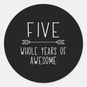 Kinder vijfde verjaardag jongen, 5 jaar oude jonge ronde sticker