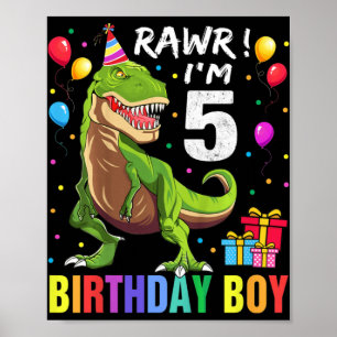 Kinder vijfjarige jongen T Rex Dinosaur Poster
