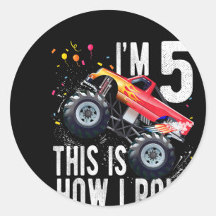 Kinder vijfjarige vijftigste verjaardag Jongen Mon Ronde Sticker