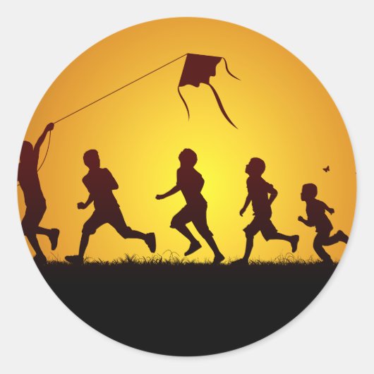 Kinder vlieger ronde sticker (Voorkant)