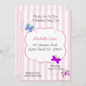 Kinder vlinders verjaardagsuitnodiging kaart (Voorkant / Achterkant)