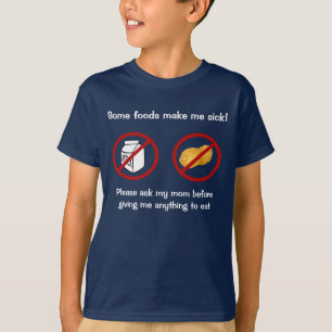 Kinder voedselallergieën Geen melk Geen pinda's d T-shirt