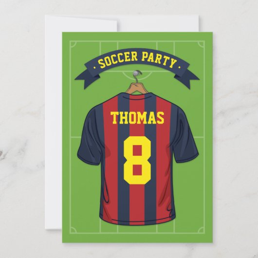 Kinder Voetbal Bourgogne Blauw Verjaardagsfeest Kaart (Voorkant)