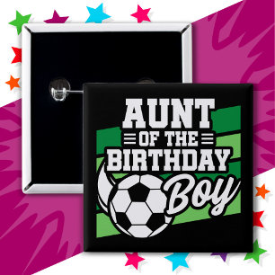 Kinder Voetbal Football Party Tante van Verjaardag Vierkante Button 5,1 Cm