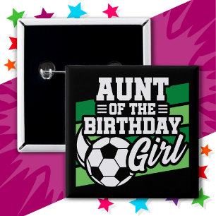 Kinder Voetbal Football Party Tante van Verjaardag Vierkante Button 5,1 Cm
