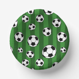 Kinder Voetbal Patroon op Groene Strepen Verjaarda Papieren Kommen