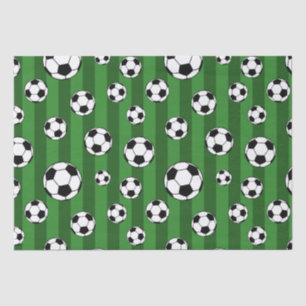 Kinder Voetbal Patroon op Groene Strepen Verjaarda Tissuepapier