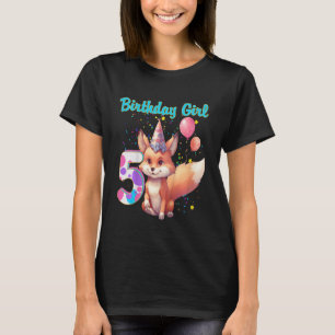 Kinder vos dier 5e verjaardag meisje vos bday 5 ja t-shirt