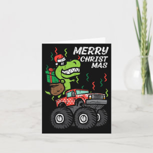 Kinder vrolijke kerst Dino Monster Truck Xmas Trex Kaart