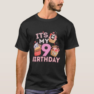 Kinder vun cute animal cupcake in mijn 9e verjaard t-shirt