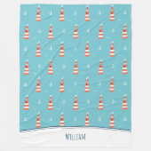Kinder vuurtoren en ankerpatroon op blauw fleece deken (Voorkant)