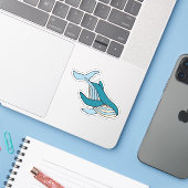 Kinder walvis sticker (Laptop met iPhone)