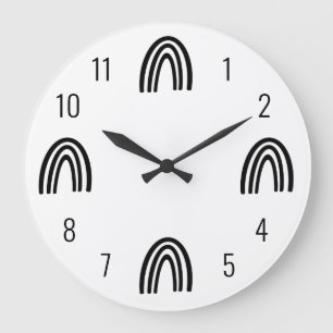 Kinder wandklok voor zwarte/witte regenboog grote klok