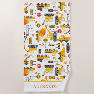 Kinder Waterverf Bouwvoertuigen op maat Strandlaken