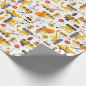 Kinder Waterverf constructievoertuigen Cadeaupapier (Hoek)