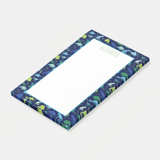Kinder Waterverf Dinosaur Pattern Blue Post-it® Notes (Schuin)