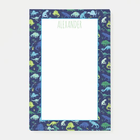 Kinder Waterverf Dinosaur Pattern Blue Post-it® Notes (Voorkant)