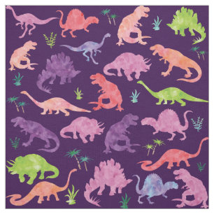 Kinder Waterverf Dinosaur Silhouette Pink Paars Stof