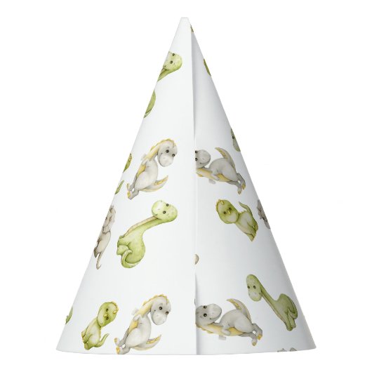 Kinder Waterverf Dinosaurus Verjaardagsfeest Feesthoedjes (Achterkant)