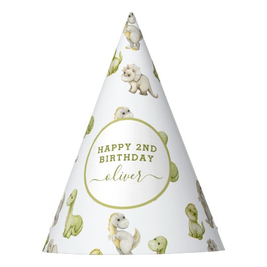 Kinder Waterverf Dinosaurus Verjaardagsfeest Feesthoedjes (Voorkant)