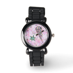 *~* Kinder Waterverf Zee Strand Ster Vis Jelly Vis Horloge