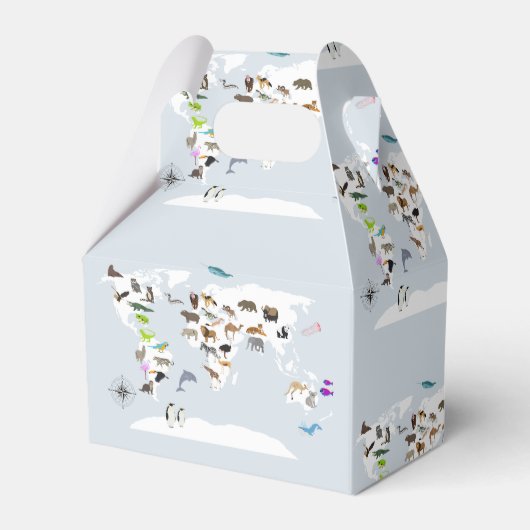 Kinder Wereldkaart dieren Bedankdoosjes (Voorkant Zijde)