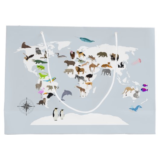 Kinder Wereldkaart dieren Groot Cadeauzakje (Achterkant)