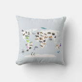 Kinder Wereldkaart dieren Kussen (Voorkant)