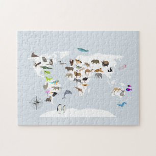 Kinder Wereldkaart dieren Legpuzzel