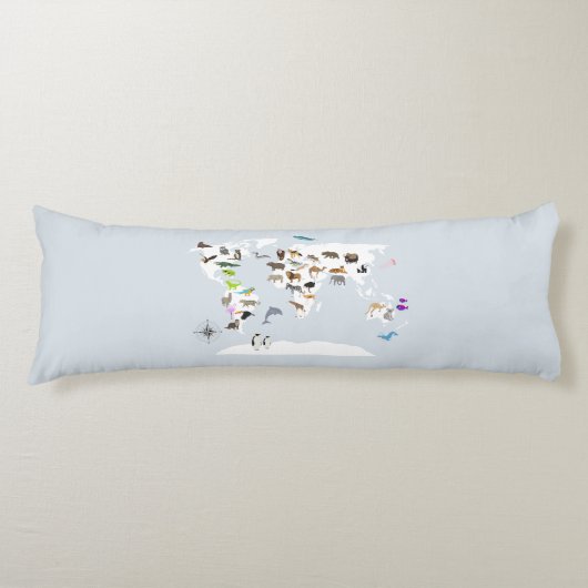 Kinder Wereldkaart dieren Lichaamskussen (Voorkant)