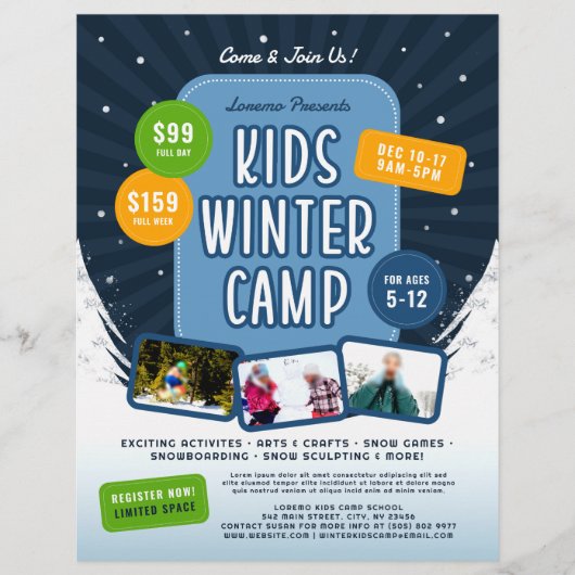 Kinder Winter Camp Marketing Event Flyer (Voorkant)