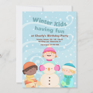 Kinder winteruitnodiging kaart