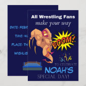 Kinder Wrestling Threadler Party Invitation Kaart (Voorkant / Achterkant)