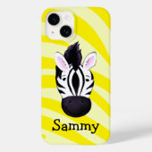 Kinder zebra op gele afdruk met de naam ipad case (Achterkant)