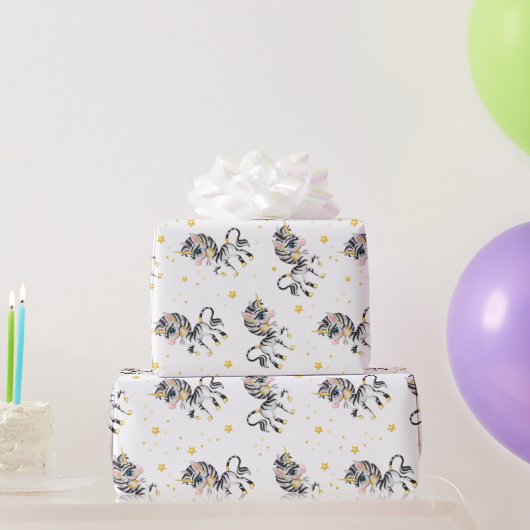 Kinder Zebra Unicorn Cadeaupapier (Feestgeschenken)