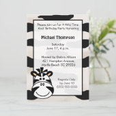 Kinder Zebra Verjaardagsfeestuitnodiging Kaart (Staand voorkant)