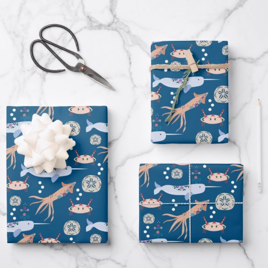 Kinder zee dierlijke gift wrap inpakpapier vel (Voorkant)