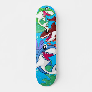 Kinder Zee Life Shark Cartoon Blue Ocean Fish Skateboard
