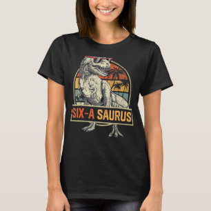 Kinder Zes jaar Saurus Birthday Rex Dino 6th Dinos T-shirt
