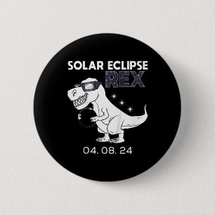 Kinder Zonsverduistering T Rex 04.08.2024 Dino Fun Ronde Button 5,7 Cm