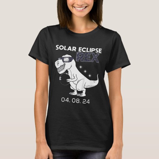 Kinder Zonsverduistering T Rex 04.08.2024 Dino Fun T-shirt (Voorkant)