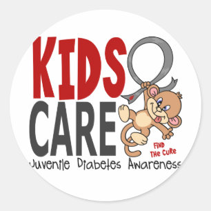 Kinder zorg 1 Jonge diabetes Ronde Sticker