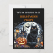 Kinder zwarte Halloween kostuum party uitnodiging (Voorkant)