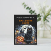 Kinder zwarte Halloween kostuum party uitnodiging (Staand voorkant)