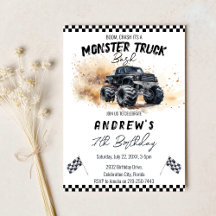 Kinder zwarte monstertrucks zijn jarig